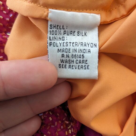 Sean Collection Prom Dress Maxi Gown Y2K Beaded Silk Shoulder Slit Sheath Pink L - Picture 11 of 14